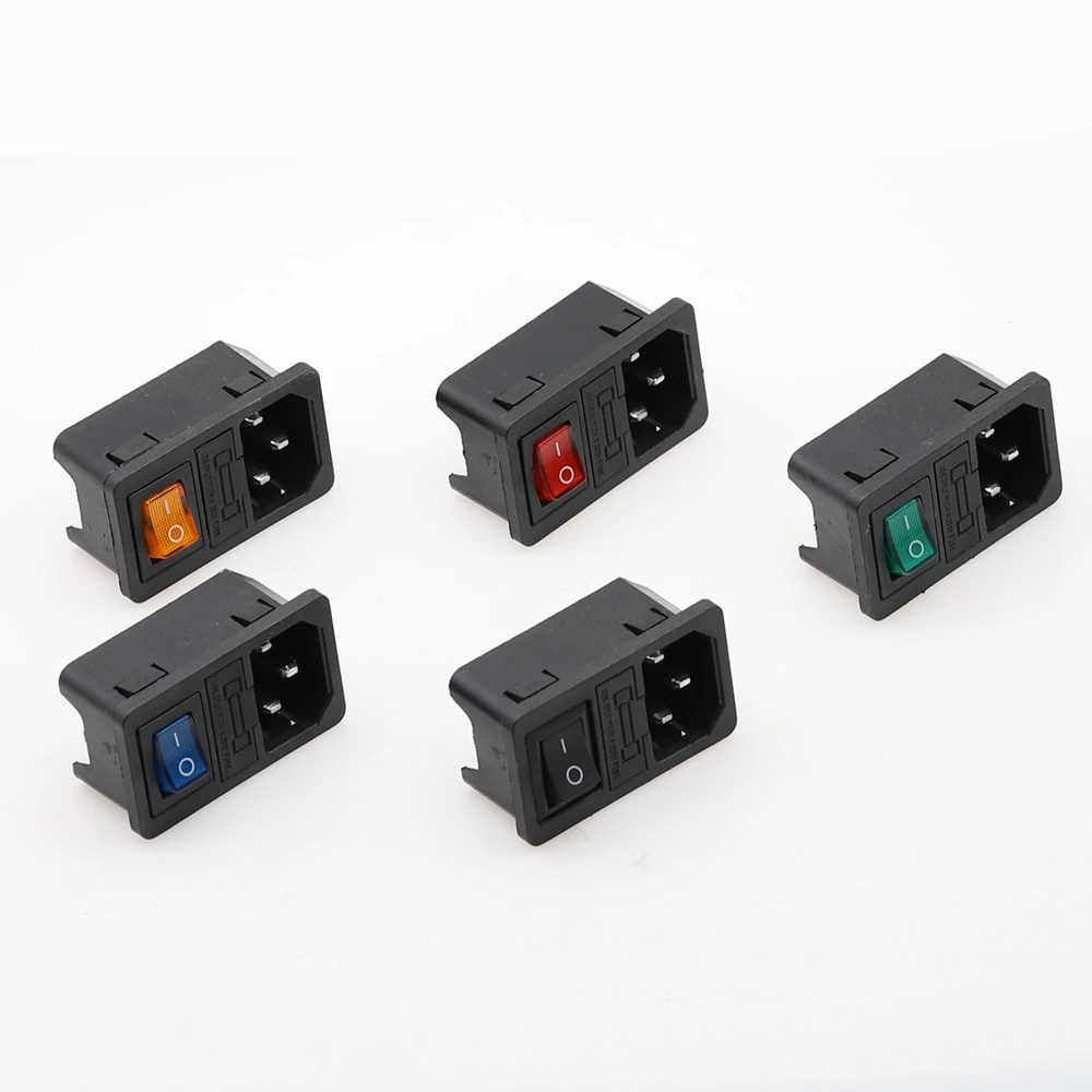 1PC Rocker Switch Fused IEC 320 C14 Inlet Power socket with lamp Fuse Switch Connector Plug Connector with fuse