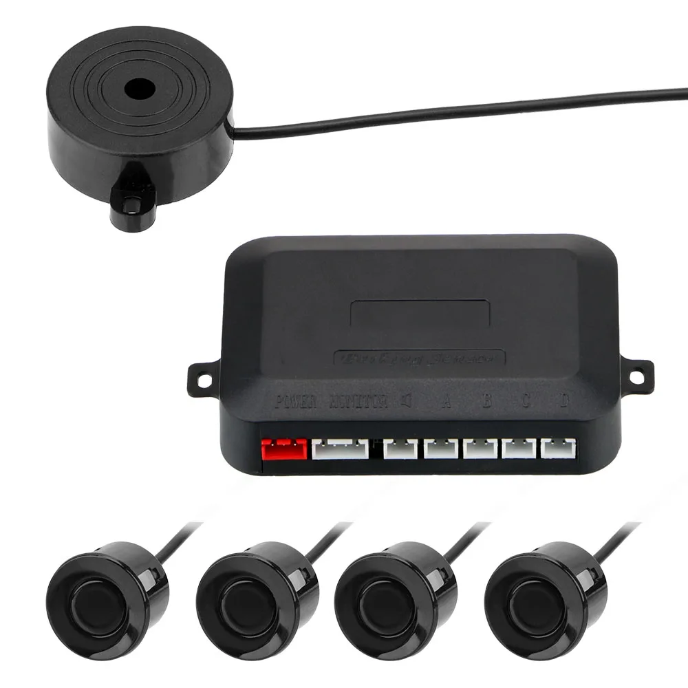 Car Parking Sensor Kit 4 Sensors Buzzer Reverse Backup Radar Sound Alert Indicator Car Distance Detection System