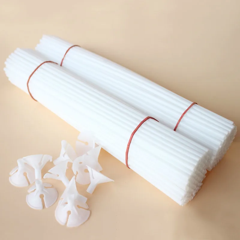 50 set di aste per palloncini in plastica + supporto da 32cm per compleanno, natale, matrimonio e altri accessori per la decorazione di palloncini per feste