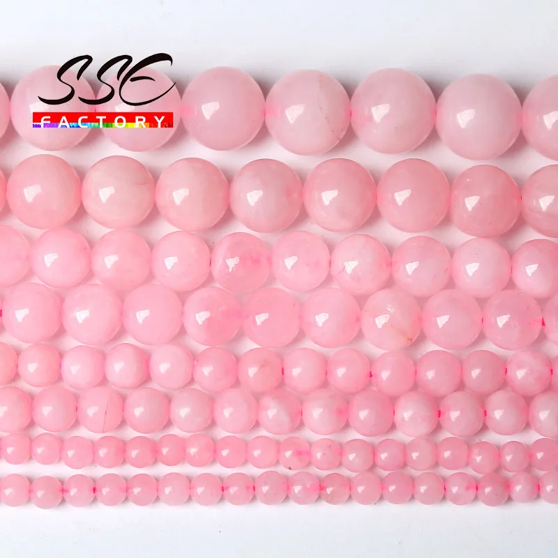 Wholesale Natura Rose Quartz Beads Pink Crystal Round Loose Stone Beads For Jewelry Making DIY Bracelet 4 6 8 10 12mm 15\