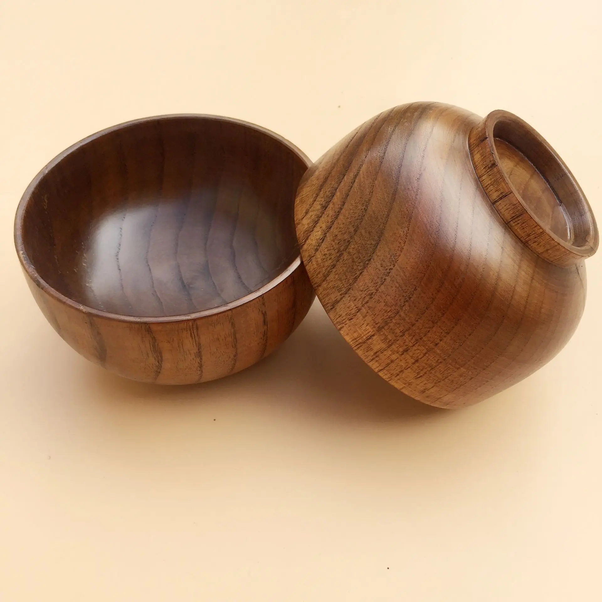 60pcs 9.5cm Handmade Wood Bowl Lightweight Easy to Clean for Rice, Soup, Dip, Coffee, Tea, Decoration