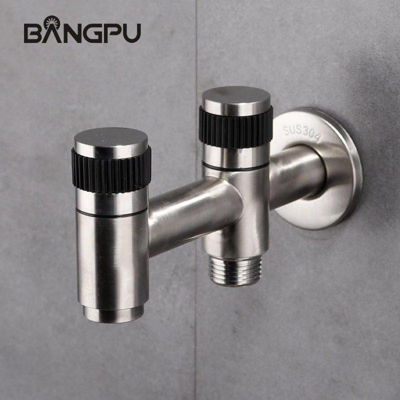 BANGPU Wall Mount Bibcock Washing Machine Faucet Laundry Cold Water Tap Outdoor Garden Faucet  Brass Bathroom Tap Faucet Chrome