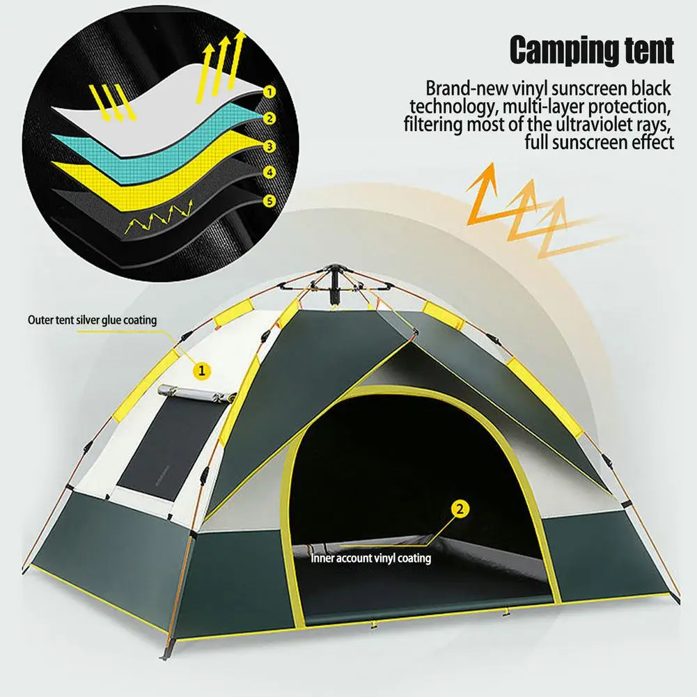 

Outdoor Camping Tent Portable Lightweight Travel Double Tent Waterproof Automatic Sunscreen Speed Open Double Door Window Tent