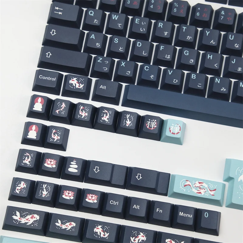 1 zestaw GMK Zen Pond Keycaps PBT Dye Subbed kluczowe czapki Cherry profil Keycap z 2.25U 2.75U 3U 7U spacja ISO Enter