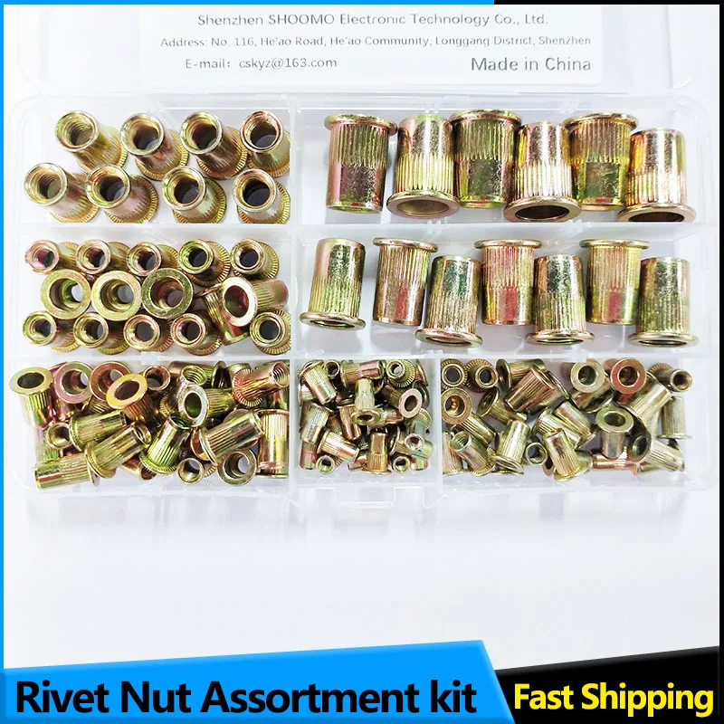 

Flat Countersunk Head Rivet Nut Set Threaded Rivnut Insert Nutsert M3 M4 M5 M6 M8 M10 M12 Assortment kit