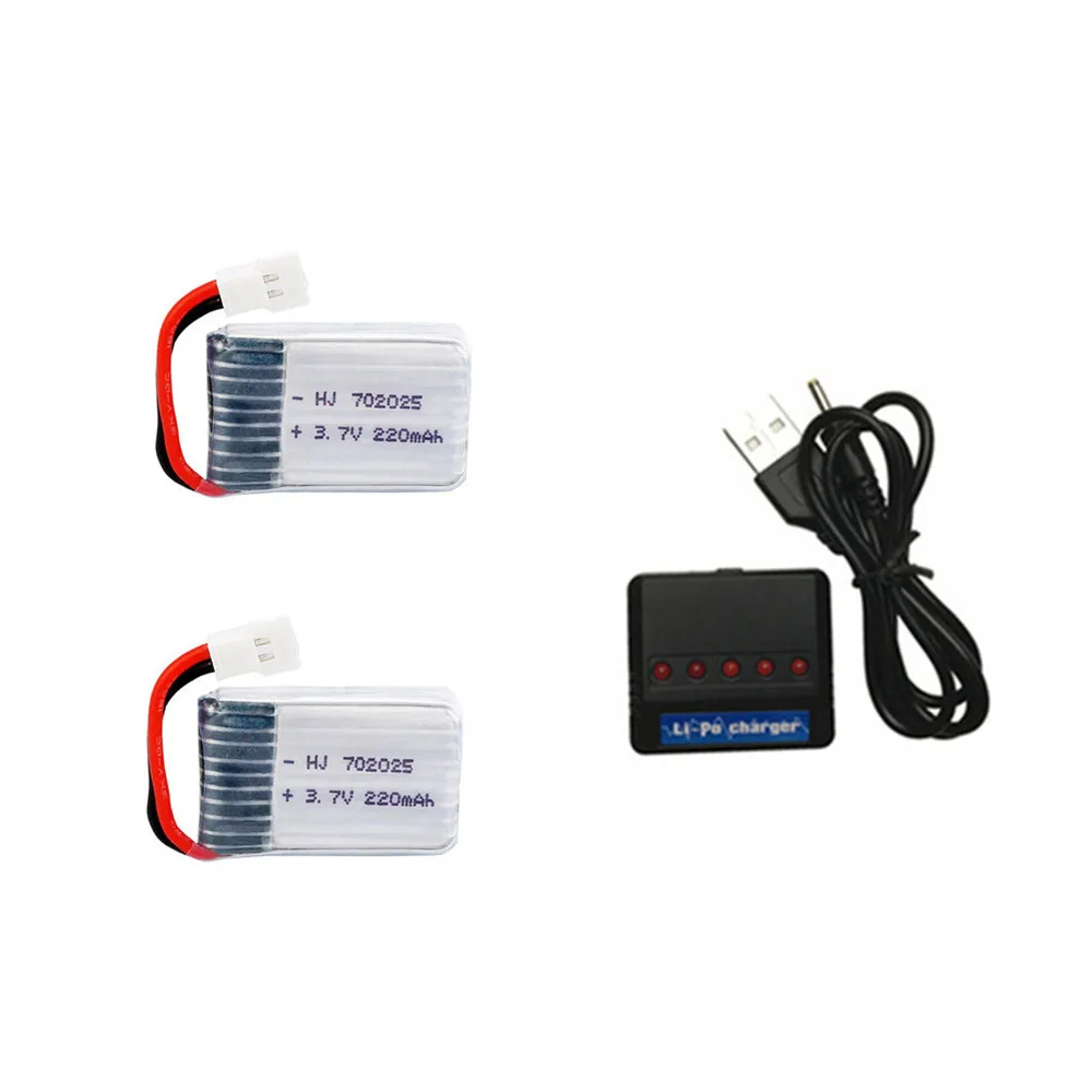 3.7V 220mAh Lipo Battery + 3.7v Charger for X4 X11 X13 RC Drone Quadcopter Spare Parts 702025 3.7v Rechargeable battery