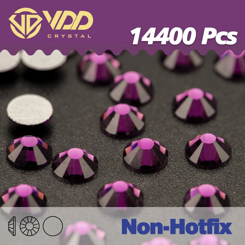VDD Groothandel SS3-SS20 14400 stks/pakken Glas Steentjes Kristal Lijm op Plaksteen 3D Stenen Voor Nail Art Decoratie Kleding DIY