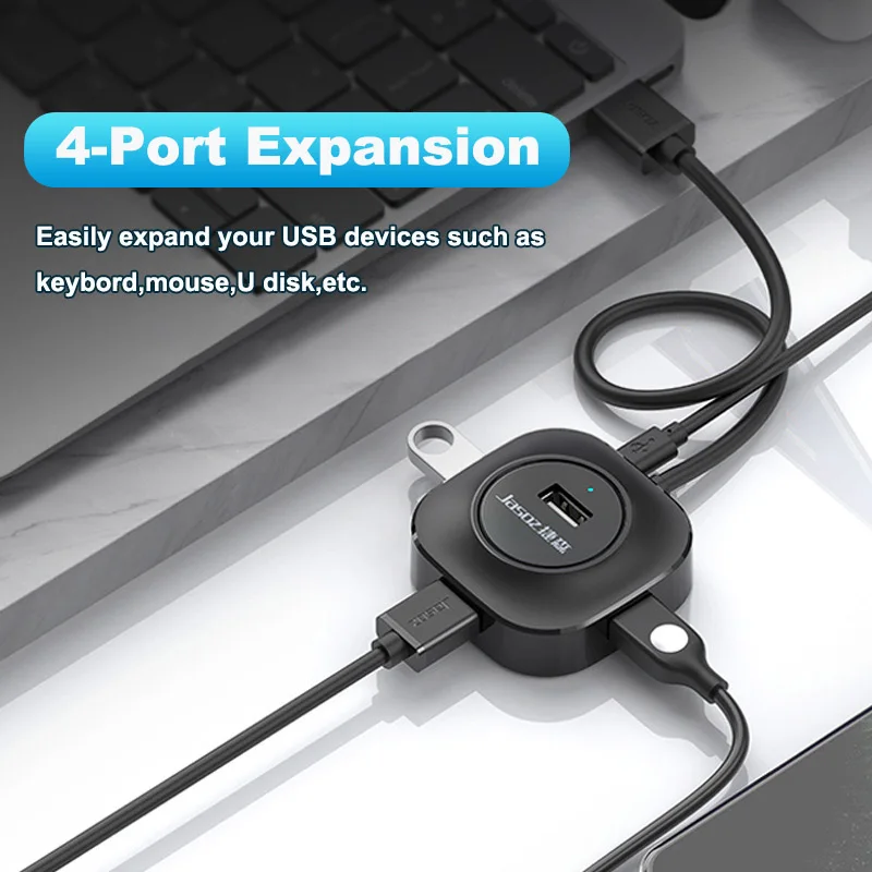 Jasoz USB HUB 4-Port Expander Adapter With Micro USB Charge Power Port Multi 2.0 USB Splitter For Hard Disk PC Mouse Keyboard