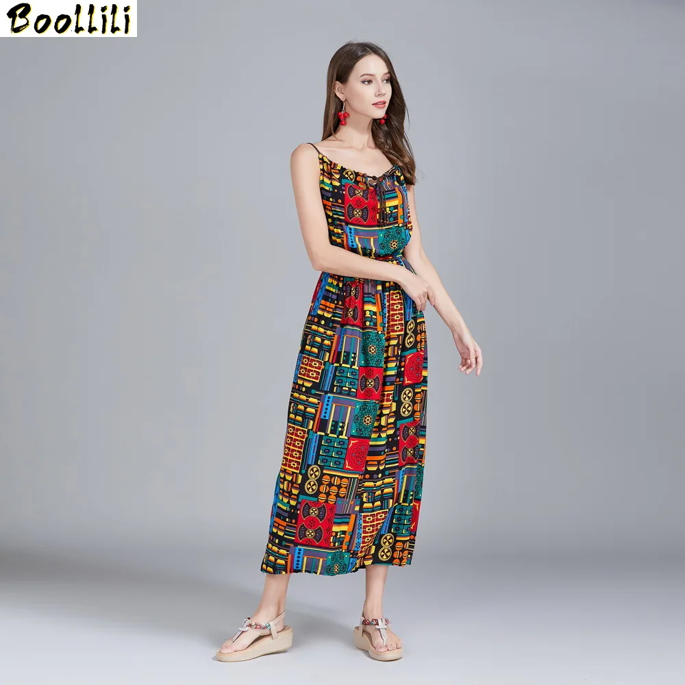 

Vestido Bandage Boollili Dress Women Beach Boho Dress Floral Sling V Neck Casual Long Maxi Dresses Zomerjurken 2023 Dames