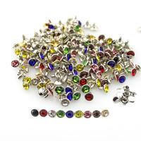 100sets/lot 7mm Fashion Colorful Rhinestones Rivets For Leather Copper Crystal Spikes For DIY Accessory Clothes Bags Decoration