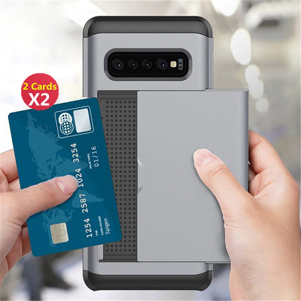For Samsung Galaxy S10 Plus S10E S10 5G S9 S8 Plus Case Slide Armor Wallet Card Slots Holder For Samsung Note 9 8 20 10 Cover