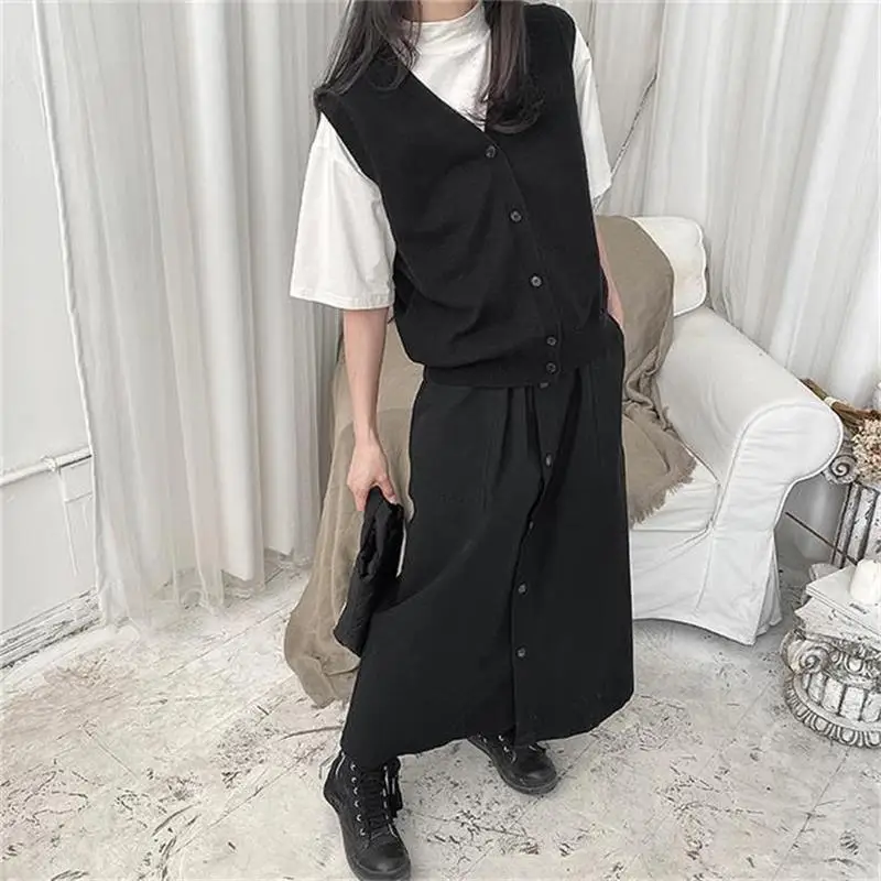 Women's Skirt Summer New Classic Dark Japanese Fashion Casual Popular Single Breasted Loose Large Skirt