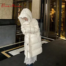 More Than 450g Goose Down Filling Coats Down Jackets Winter Fashion Long Fluffy Down Coats Female Thick Warm Parkas wy535