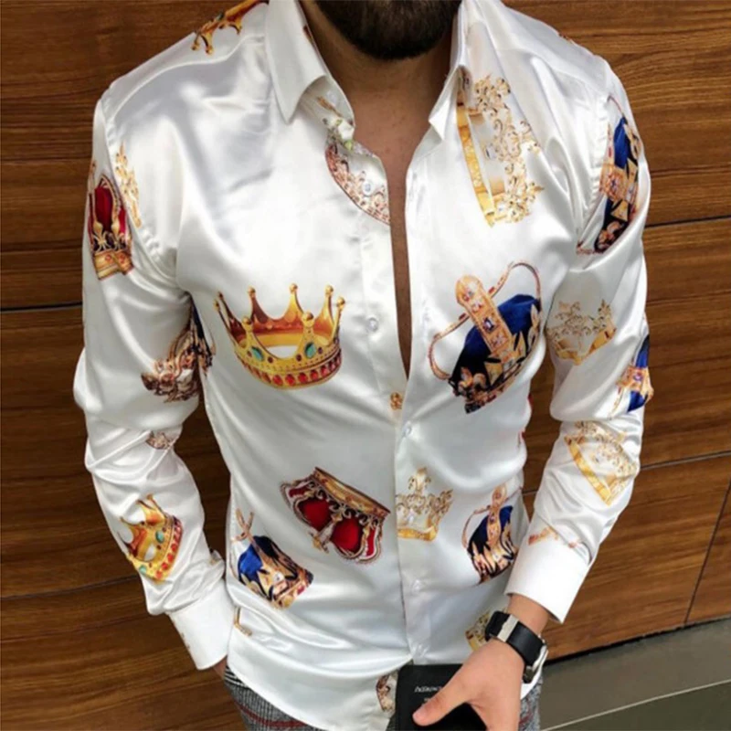 Casual Loose Turn-down Collar Mens Shirts Vintage Printing Button Short Sleeve Tops 2021 Summer Men Clothing Fashion Streetwear