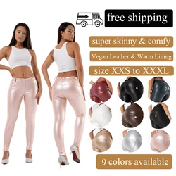 Shascullfites Melody Super Skinny Vegan Leather Leggings Sexy Thermal Leggings Warm Lining Women's Winter Leggings 9 Colors