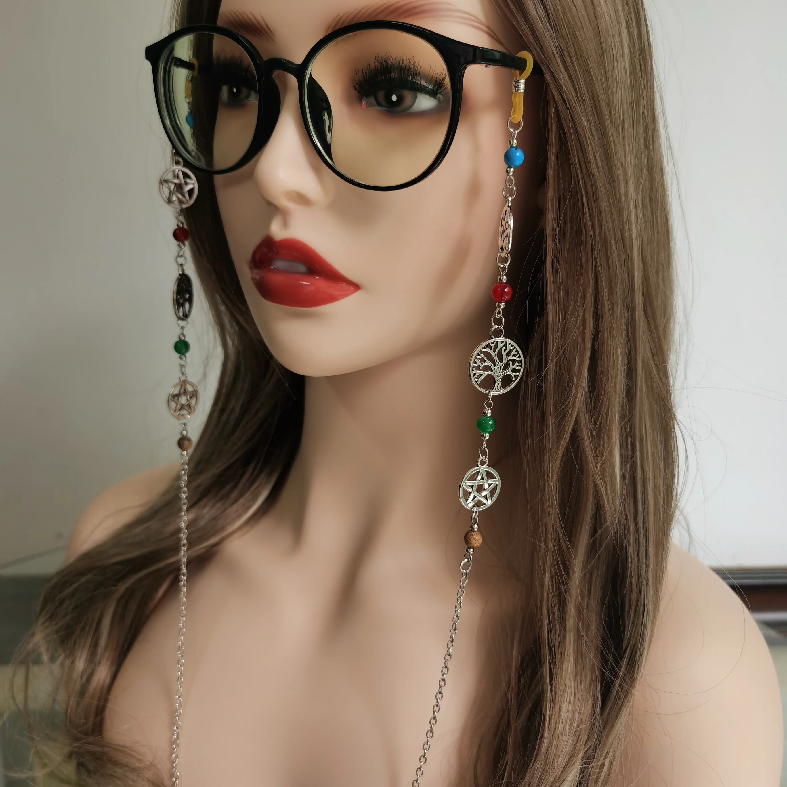 Gothic Glasses Chain Skulls Glasses Chain Black Beaded Glasses Chain Spectacles Chain Glasses Holder