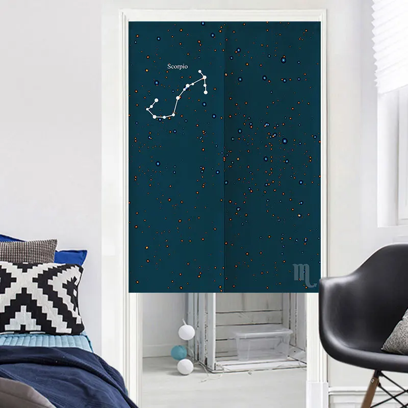 Twelve constellations fabric curtain, bedroom decorative curtain, toilet Feng Shui curtain