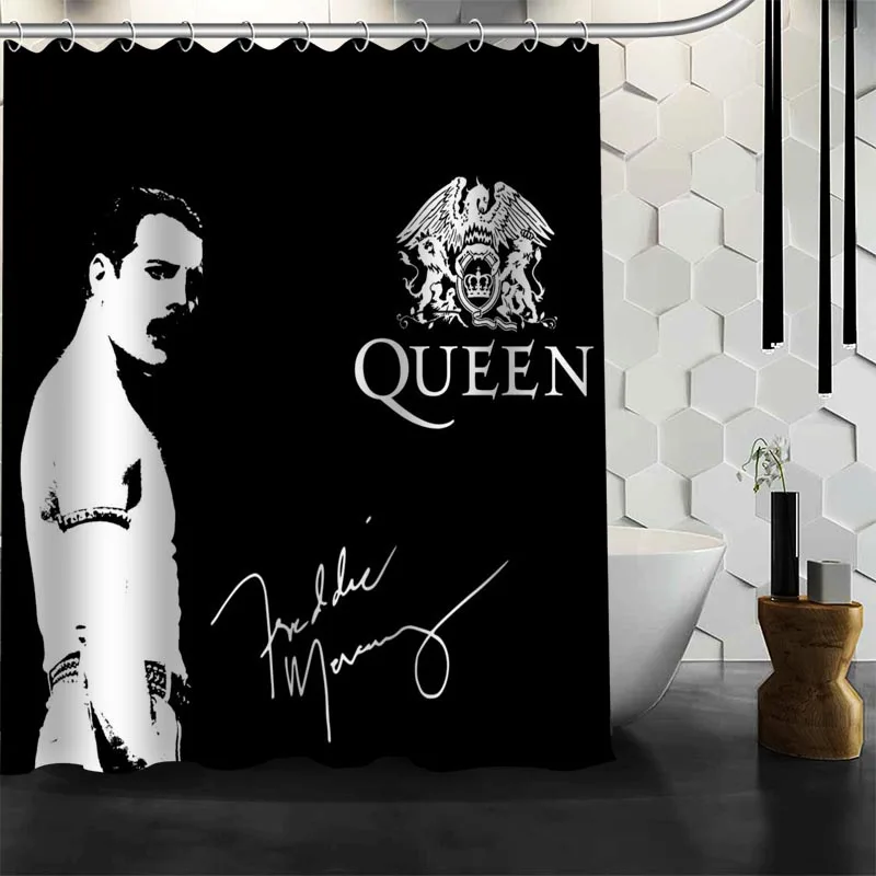 ShunQian Freddie Mercury Shower Curtain Polyester Fabric Bath Screens Curtains For Bathroom 3D Waterproof Bath Curtain Hook