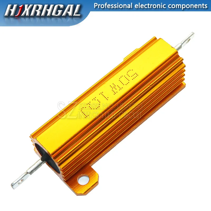 

50W Aluminum Power Metal Shell Case Wirewound Resistor 0.01 ~ 100K 0.05 0.1 0.5 1 1.5 2 6 8 10 20 100 150 200 300 500 1K 10K ohm