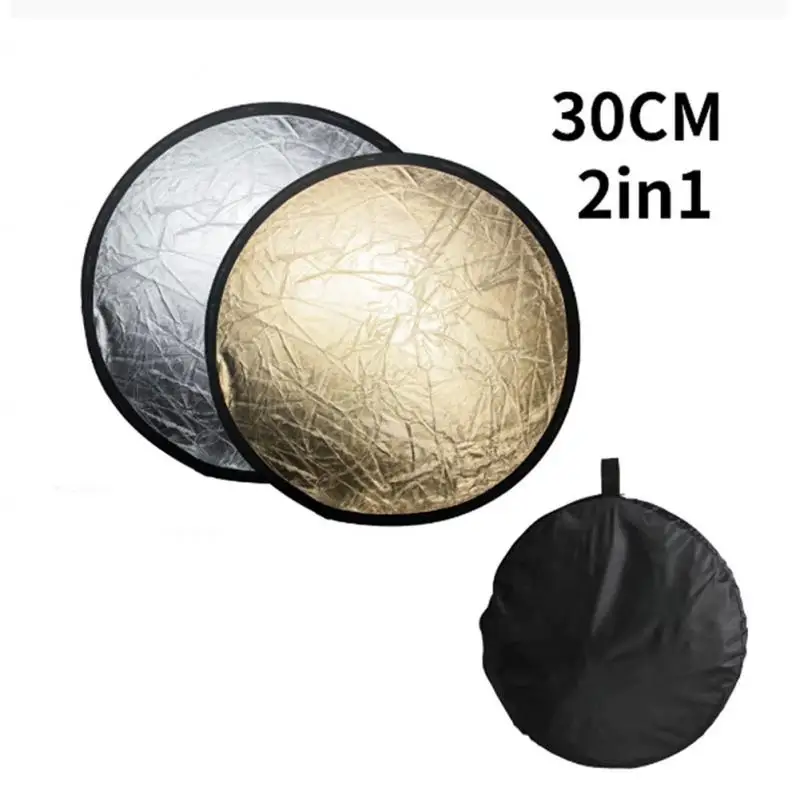 30cm Handhold Multi Collapsible Portable Disc Light Reflector For Photography Studio Diffuers Reflector 2 In 1 Gold And Silver