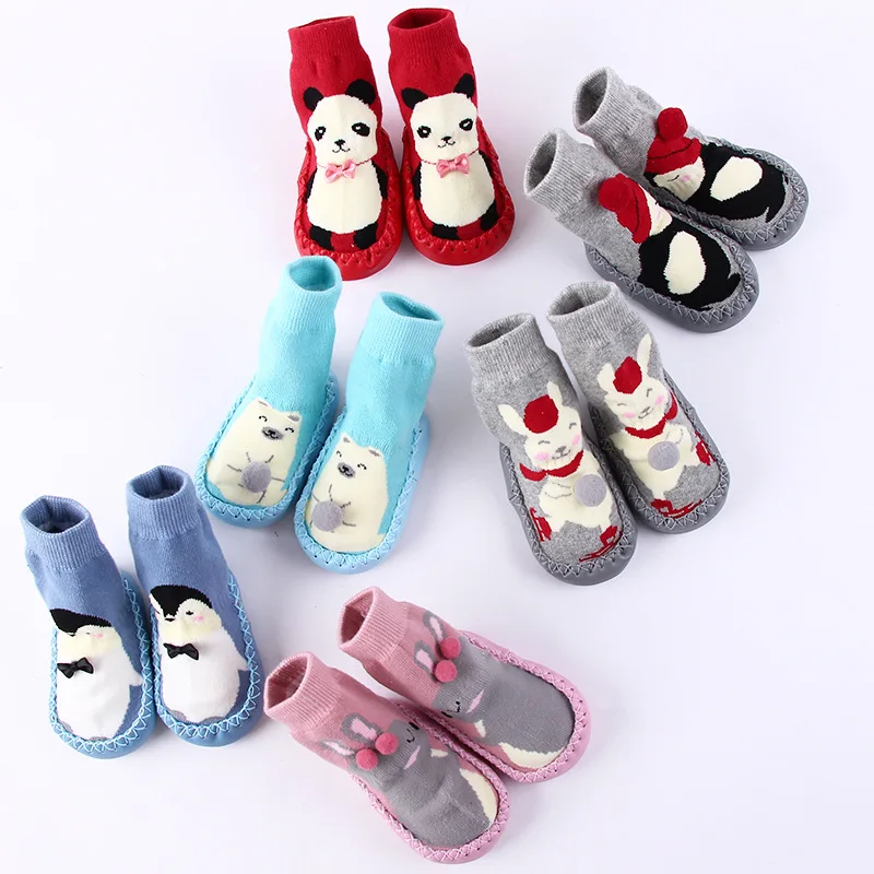 Toddler Indoor Sock Shoes Newborn Baby Socks Winter Thick Terry Cotton Baby Girl Sock with Rubber Soles Infant Animal Funny Sock