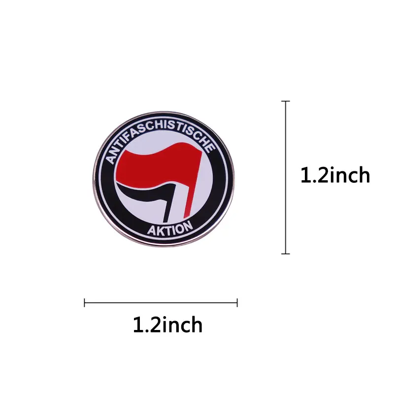 골동품 파시치 악션 메탈 핀 (레드/블랙) AFA 클래식 로고 브로치 마르시스트 사회주의 공산주의자 빈티지 독일 액세서리