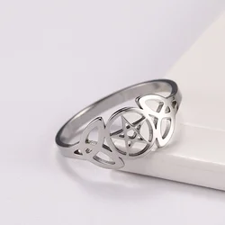COOLTIME Women Supernatural Pentagram Rings Stainless Steel Fashion Irish Celtics Knot Amulet Finger Ring Jewelry Gift Wholesale