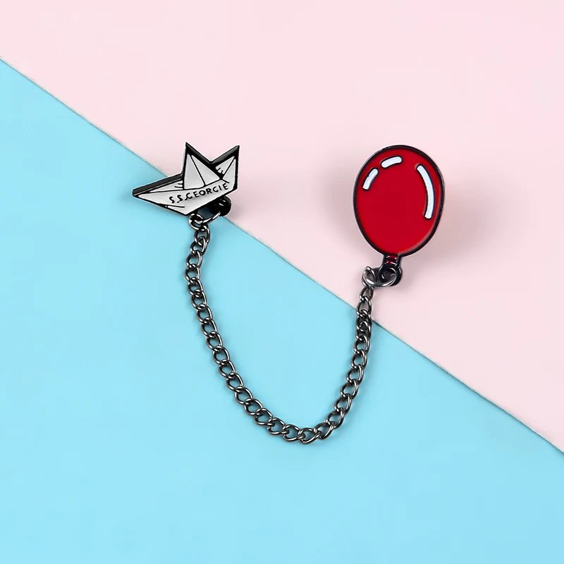 GDHY SS Georgie Paper Boat Red Balloon Brooches Stephen King\'s IT Enamel Pins Denim Jackets Collar Badge Pins Button Jewelry