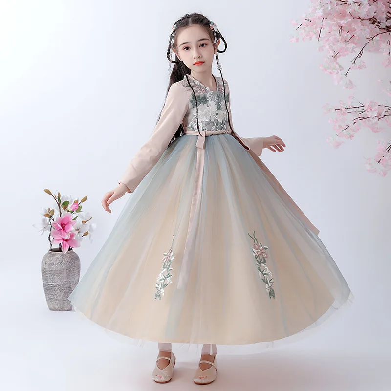 Meninas hanfu cheongsam chi-pao meninas vestido elegante de ano novo princesa crianças vestido de festa de casamento vestidos de crianças vestimenta