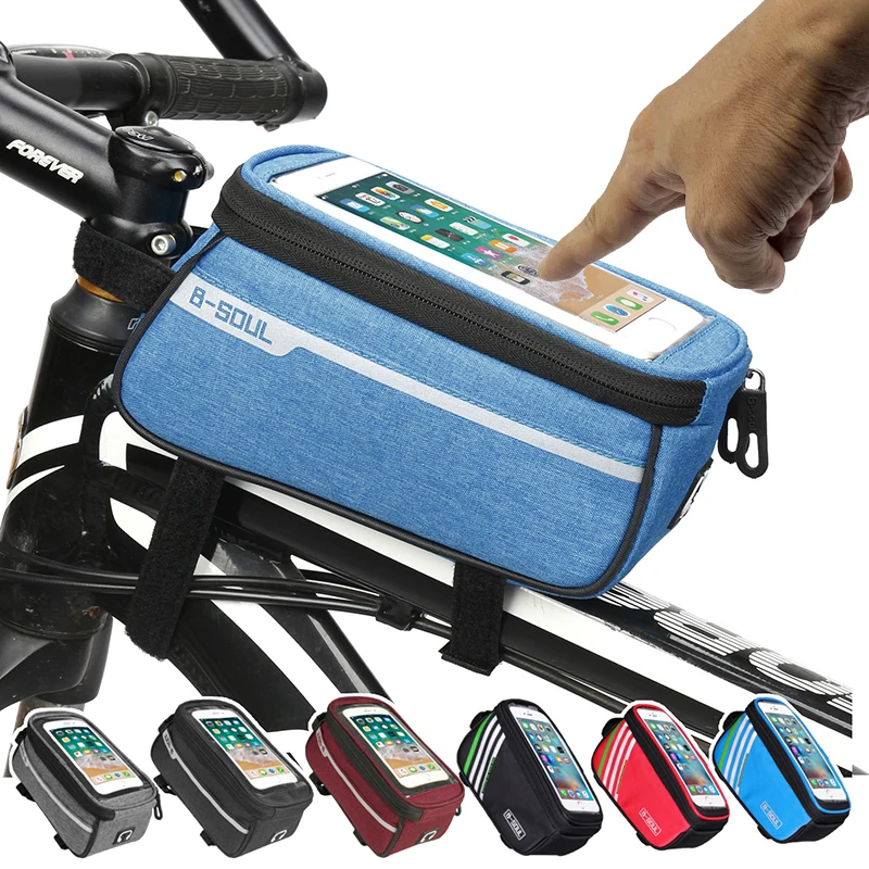 Waterproof Bicycle Pack Nylon Bike Cyling Cell Mobile Phone Bag Case 5.5\'\' 6\'\' Bicycle Panniers Frame Front Tube Bag Accessories