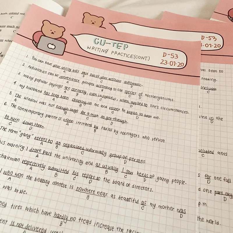 Ins Cartoon Rabbit Bear Memo Pad 30 Sheets B5 Big Notebook Learning Note Paper To Do List Agenda Planner Diary Kawaii Stationery