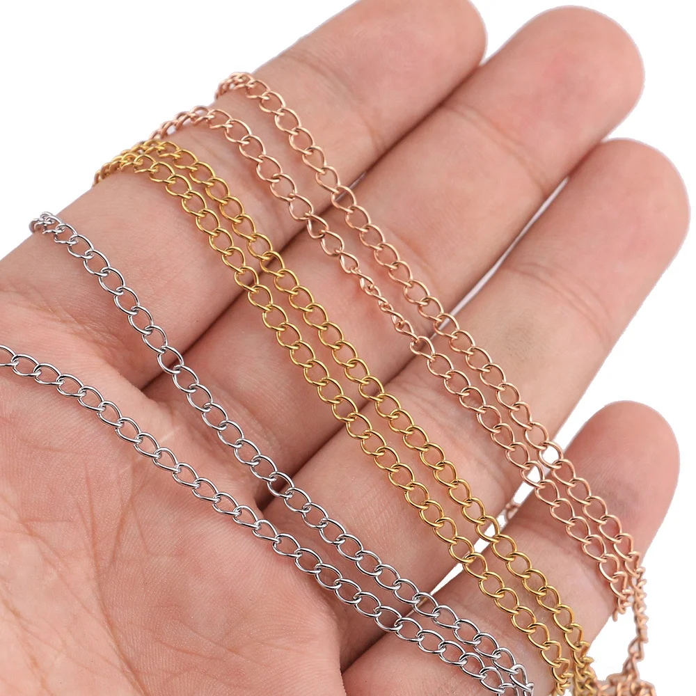 10m/roll Stainless Steel 18K Gold Bracelet Necklace Chains 2.5 3 4mm Extension Chain DIY Jewelry Making Accessories Wholesale