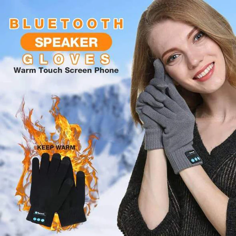 Guantes con pantalla táctil para hombre y mujer, manoplas cálidas e inalámbricas con Bluetooth y altavoz, a la moda, para deportes al aire libre, novedad de invierno, 2020