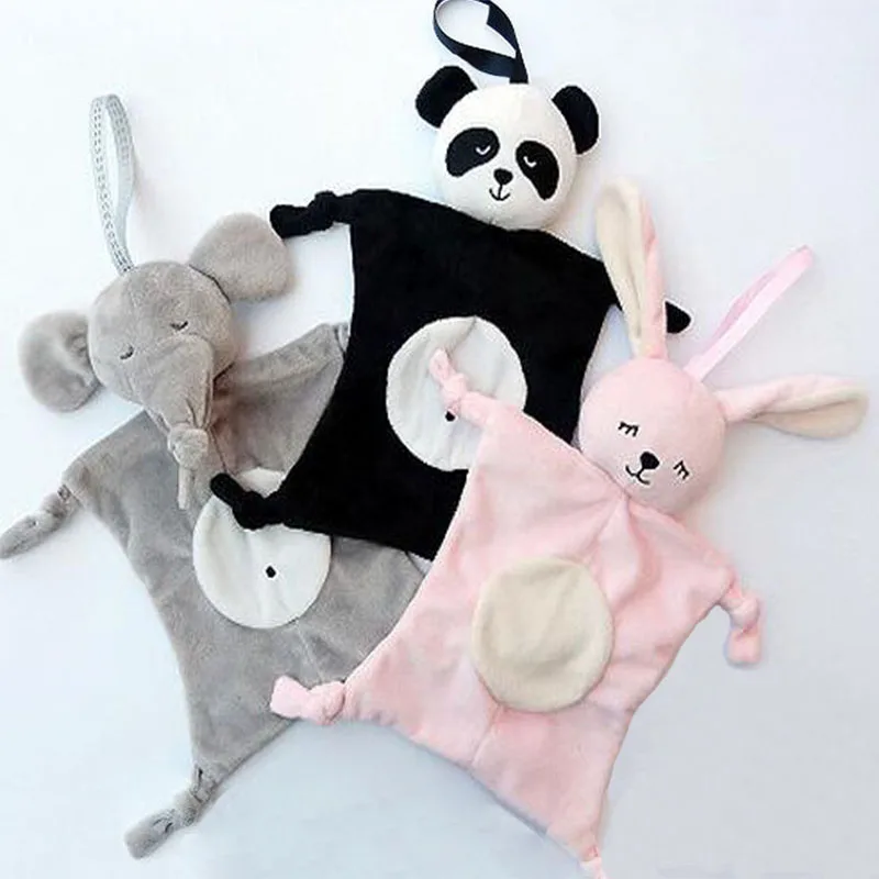 

Sensory Soft Toys For Baby Cartoon Elephant Rabbit Bear Baby Plush Dolls Saliva Towel Comforter Toys for Children Baby Towels