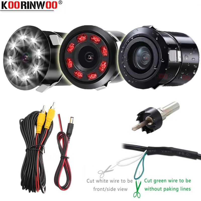 Koorinwoo CCD Video System Switch Car Rear view Camera / Front Camera IR LED Reverse Vehicle Camera Security Car Accossories 12V