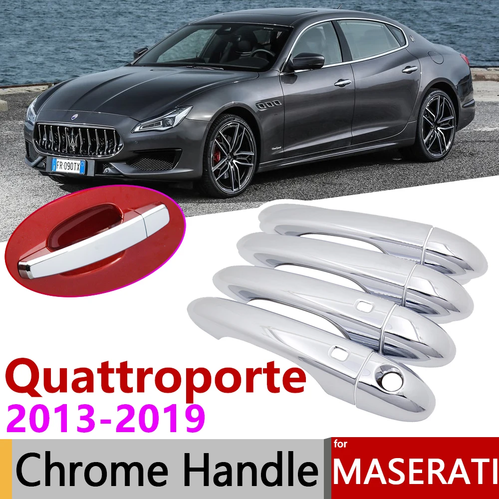 

for Maserati Quattroporte IV M156 2013~2019 Chrome Door Handle Cover Car Accessories Stickers Trim Set 2014 2015 2016 2017 2018