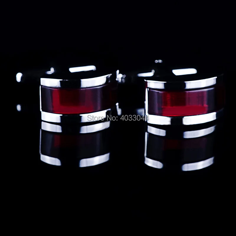 High Quality Silver Plated Garnet Stone Cuff link Men\'s Accessory Buttons for French Shirt Red Cat Eye Stone Cufflink for Party