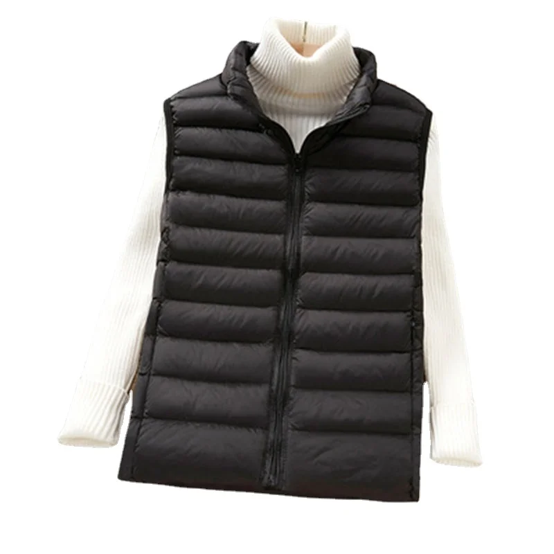 2022 New Women 90% White Duck Down Vest Jacket Female Ultra Light Waistcoat Autumn Winter Zipper Slim Sleeveless Coat