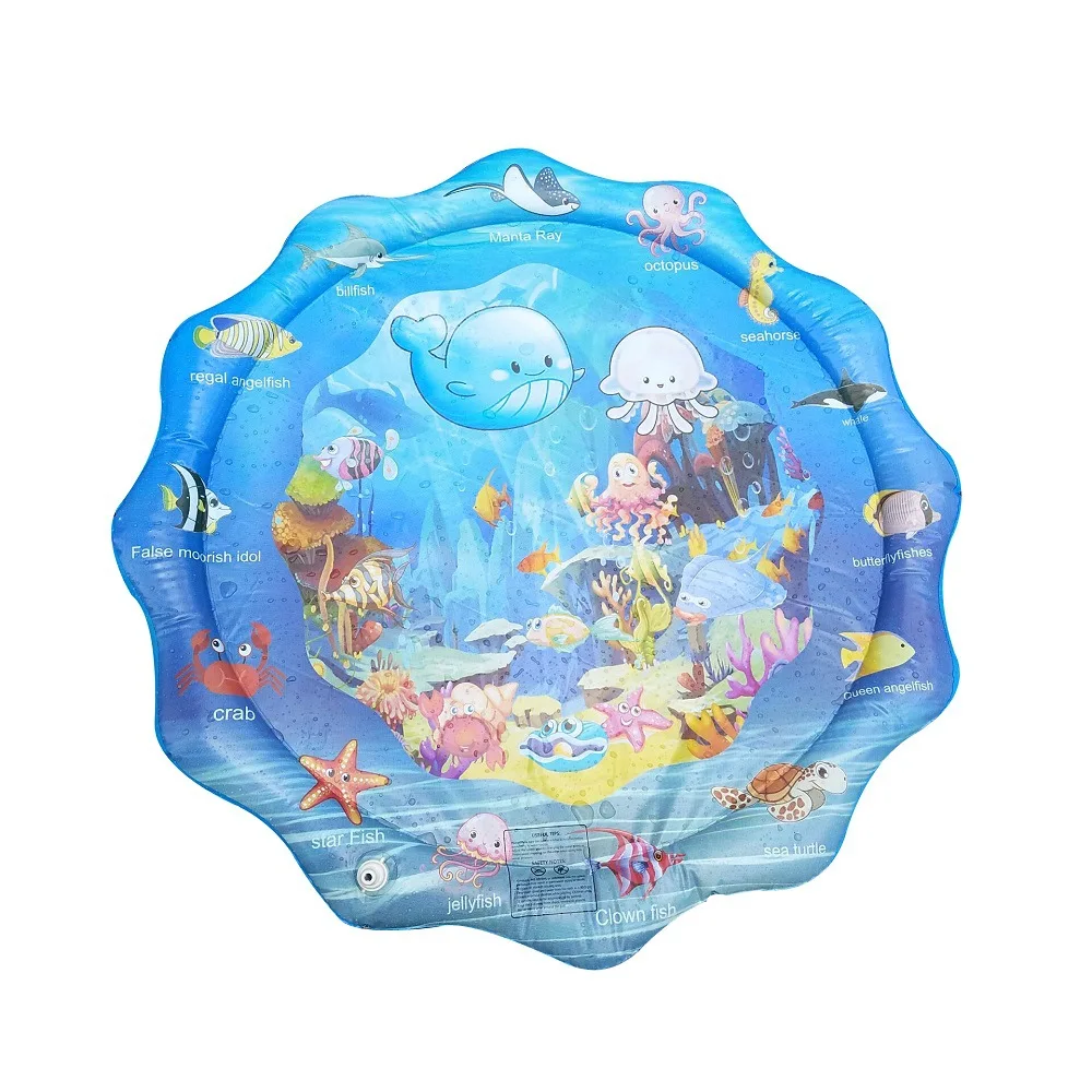 Children Water Game Play Mat Outdoor Backyard Inflatable Water Spray Mat Kids Outdoor Splash Pad Pool Games Toy Sprinkle Playmat