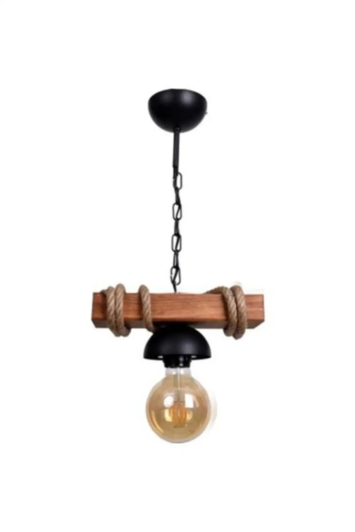 Wood Single Rope Rustic Chandelier