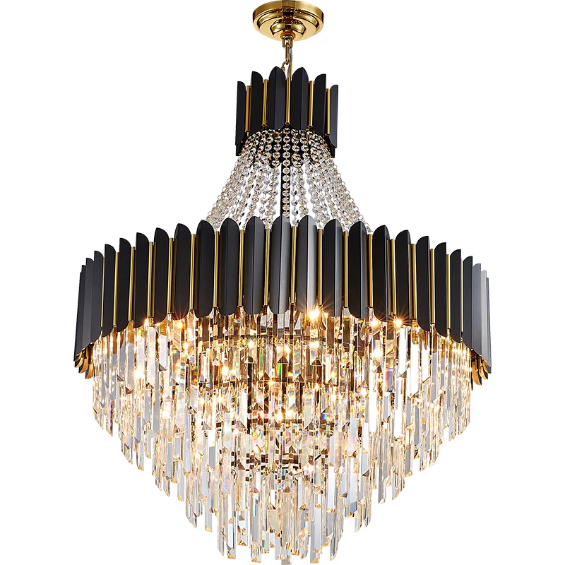 Modern Luxury K9 Crystal Chandeliers For Living Room Black Large Staircase Cristal Light Home Hotel Decor Lighting Drop shipping