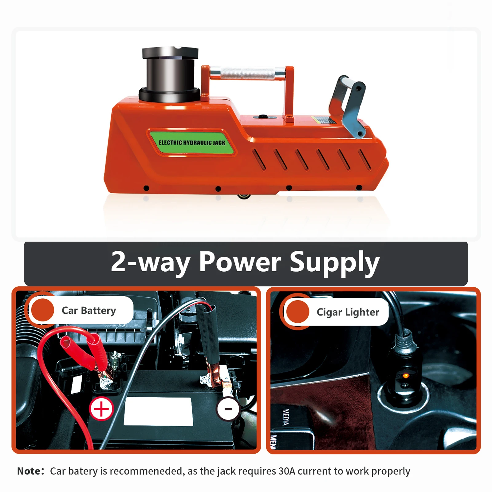 12V/24V 15T High Load Electric Hydraulic Car Jack 20-52cm Jack Electric Lifting Car Emergency Tool for SUV Van Truck with Light