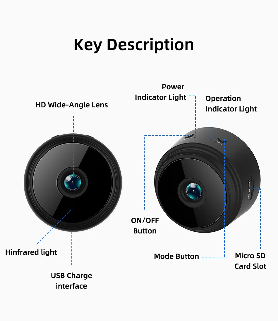 Imagem -05 - Mini Câmera de Vigilância sem Fio a9 1080p hd Wifi Sensor Filmadora Vídeo Web Casa Inteligente Segurança Segurança sem Fio