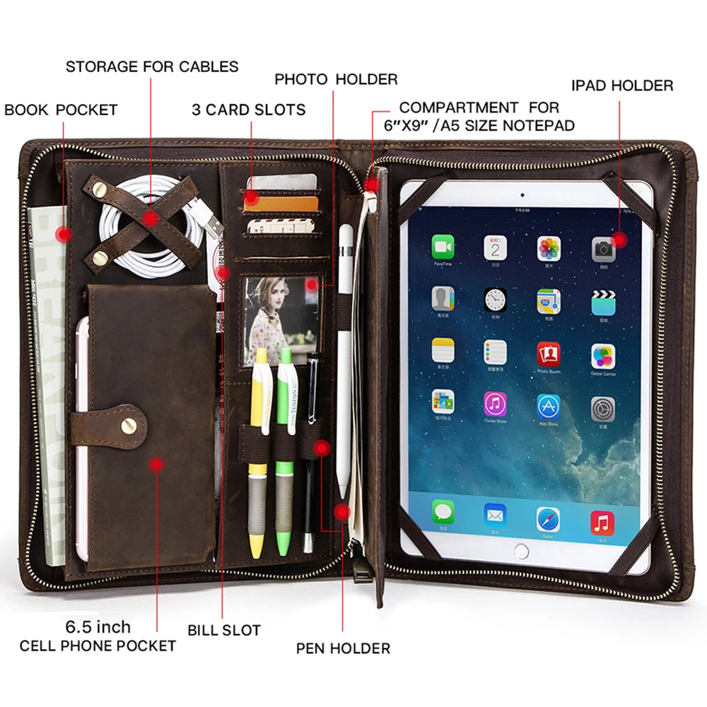 Skórzane Portfolio etui do ipada Pro 11 7. 8. 9. 9. Generacji iPad Air 5. 6. 4. 10.9 Air 5 Case iPad Pro 10.5 9.7 pokrowiec