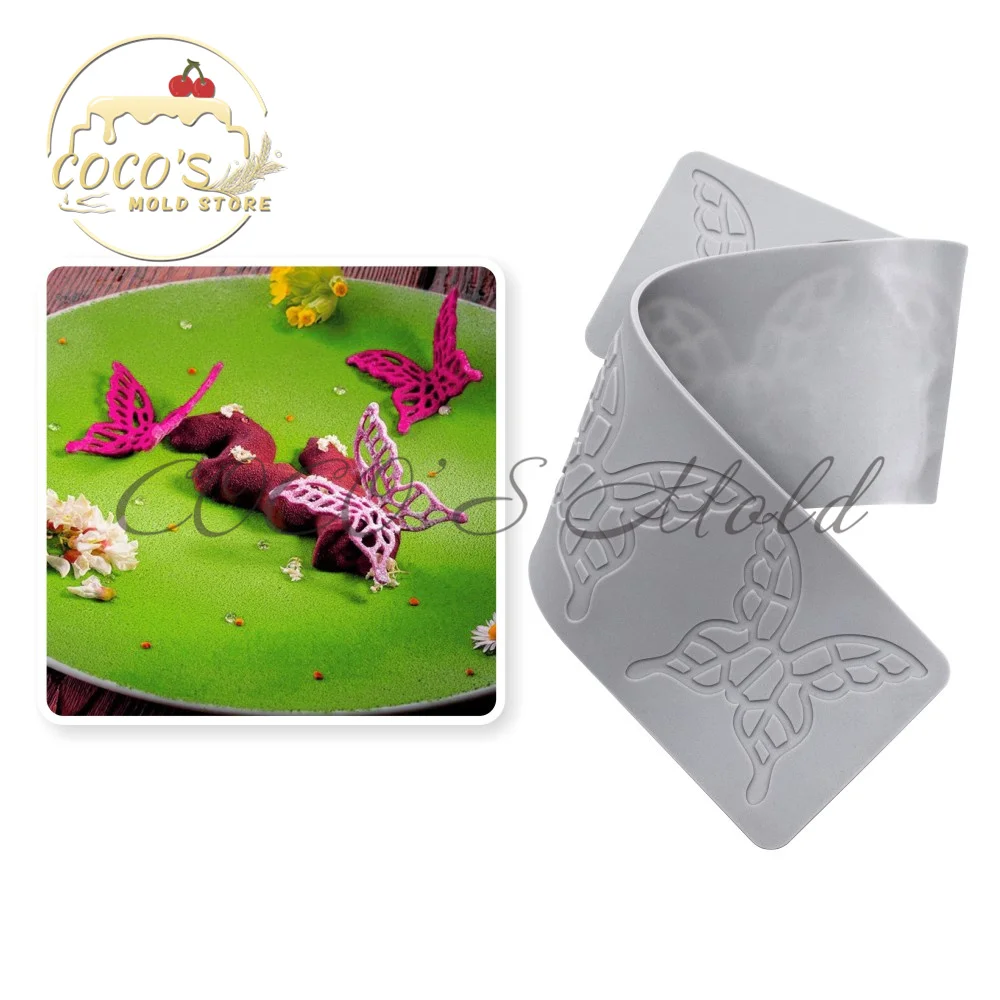 Butterflies Design Fondant Impression Cake Border Lace Mat Silicone Mold Cake Decorating Tools Kitchen Supplies Bakeware