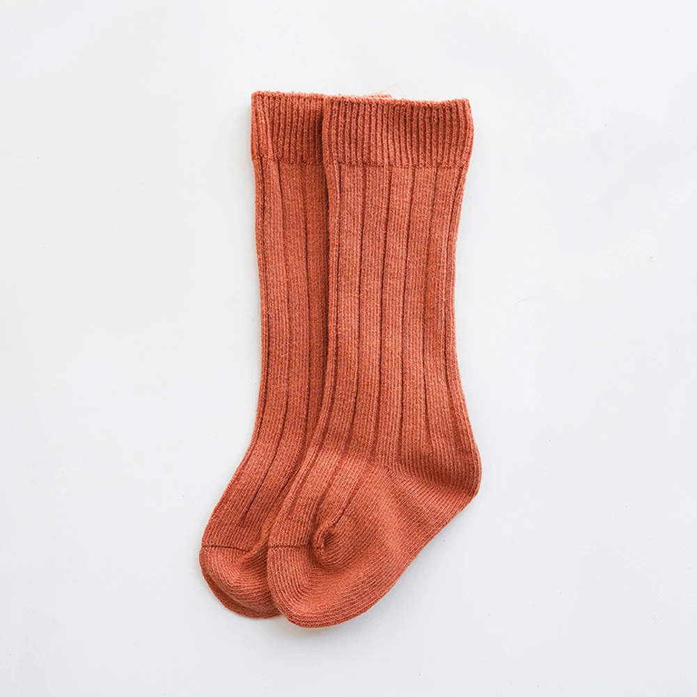 유아 유아 베이비 키즈 여자 소년 솔리드 캔디 컬러 안티-슬립 니트 롱 스타킹 코튼 무릎 스타킹