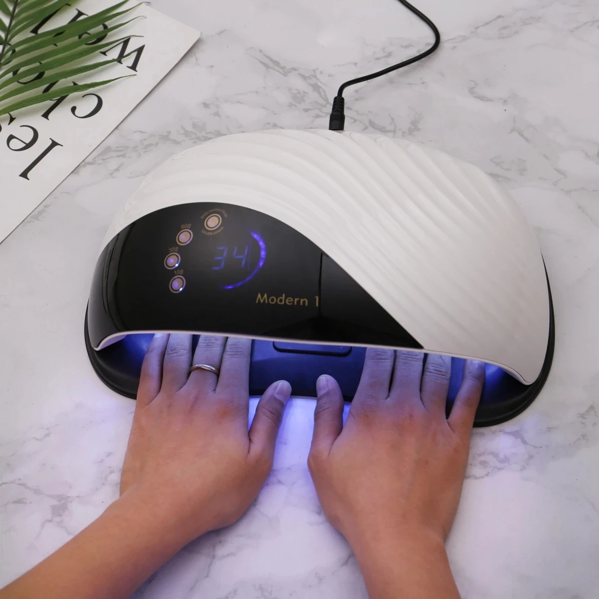 High Power Built-in Cooling Fan Nail Dryer Two Hands Fast Drying Curing All Kinds UV/LED Gel for Manicure Salon 42 LEDs Light