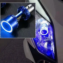 1x New Ba20d Motorcycle Headlight EMC High Low Beam Blue/Red Angle Eye DRL Lamp LED Motor HIGH Bright Auto Scooter White 12/24V