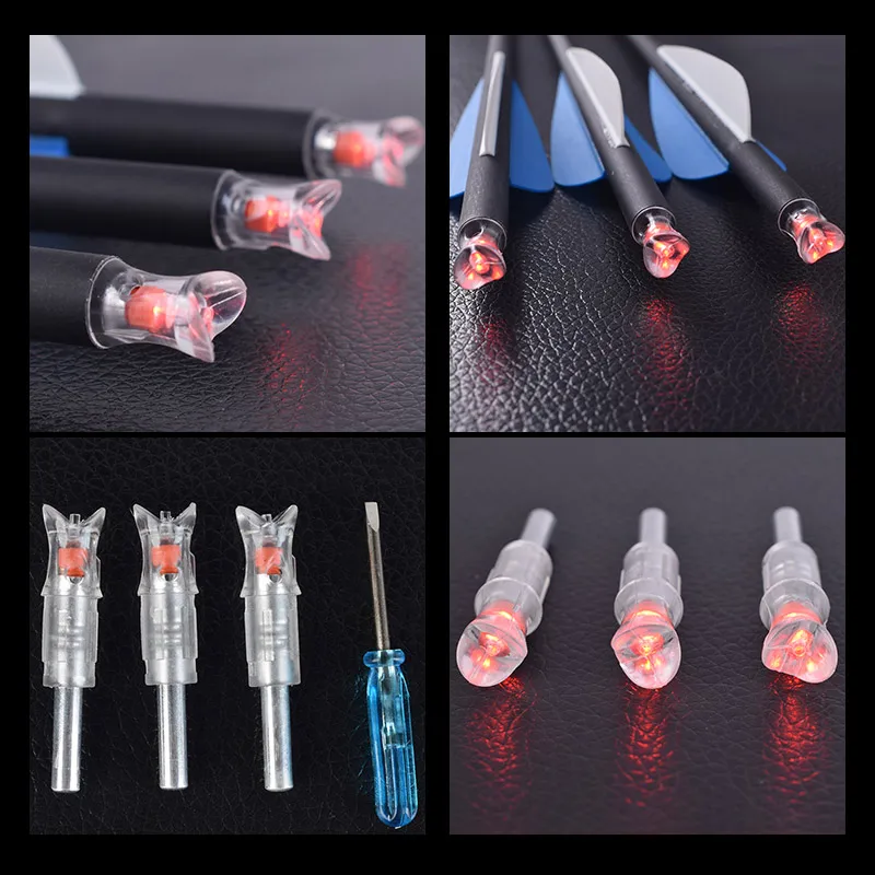 3PCS Automatic Glow Nock for Compound Bow Hunting Crossbow Accessories Lighted Arrow Nock for ID7.6mm Arrow Shaft