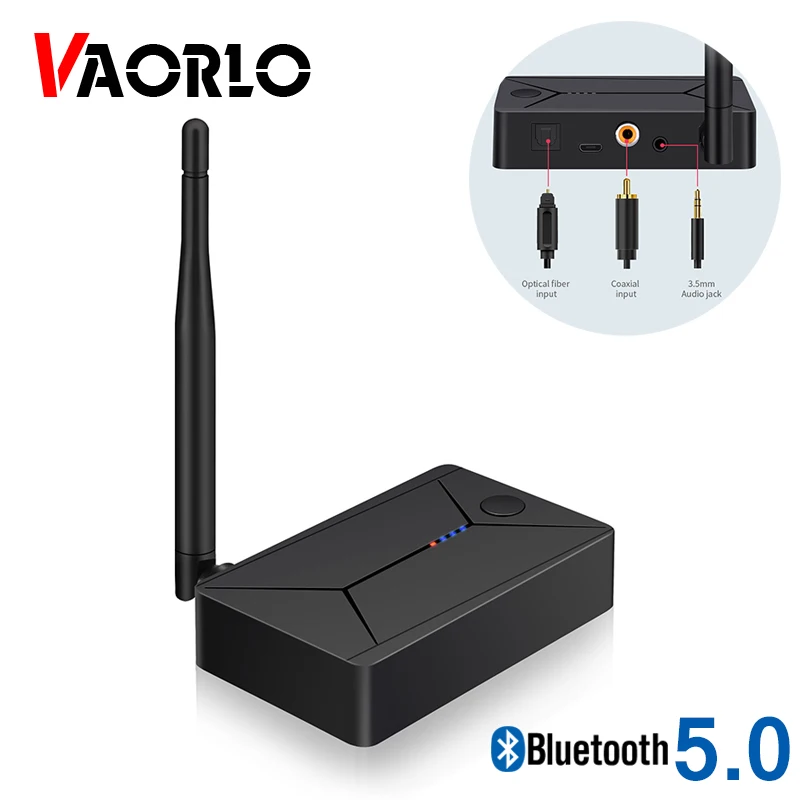 

VAORLO Coaxial optical Fiber Bluetooth Adapter 3.5mm AUX Stereo Music Wireless Bluetooth 5.0 Audio Transmitter For TV PC Headset